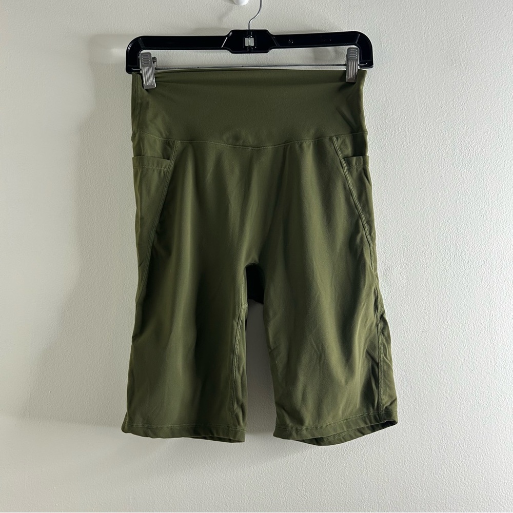 Buffbunny Women's Shorts Biker Medium Green Athletic Workout Pocket